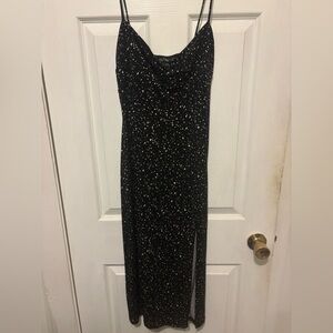 Elegant Black and White Speckled Dress